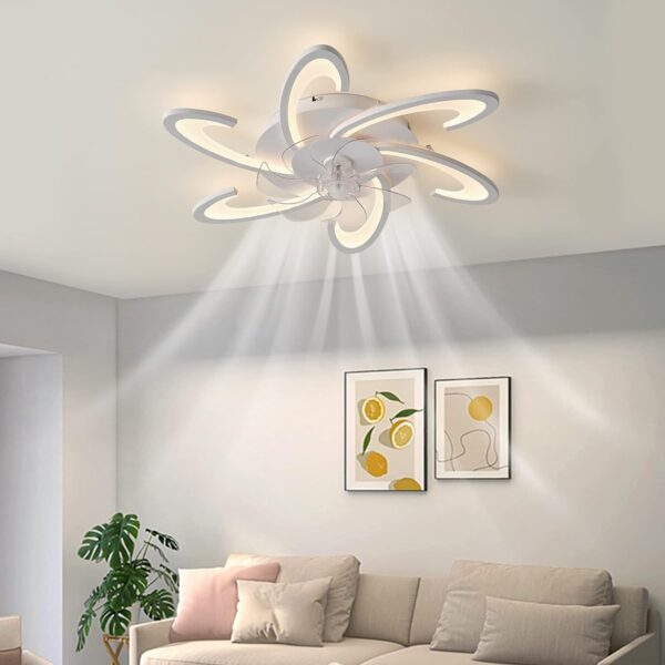 Fanno-Low Profile Ceiling Fan with Lights Remote Control and App 82cm 6 Speeds 3 Colors