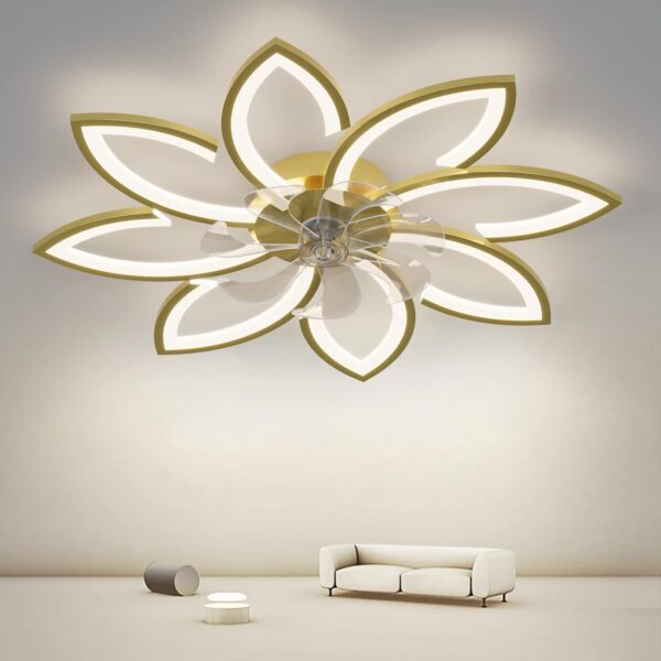 Fanno-Modern Ceiling Fan Light with Remote 6 Speeds 3 Colors Low Profile 90cm Gold