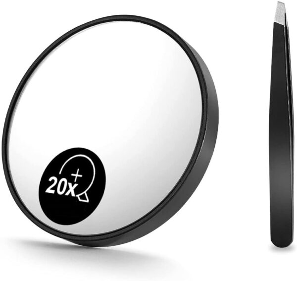 Fanno-20X Magnifying Mirror with Eyebrow Tweezers Kit for Travel and Grooming