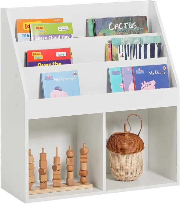 Fanno-Kids Shelving Unit with 3 Shelves and 2 Compartments for Books and Toys Storage