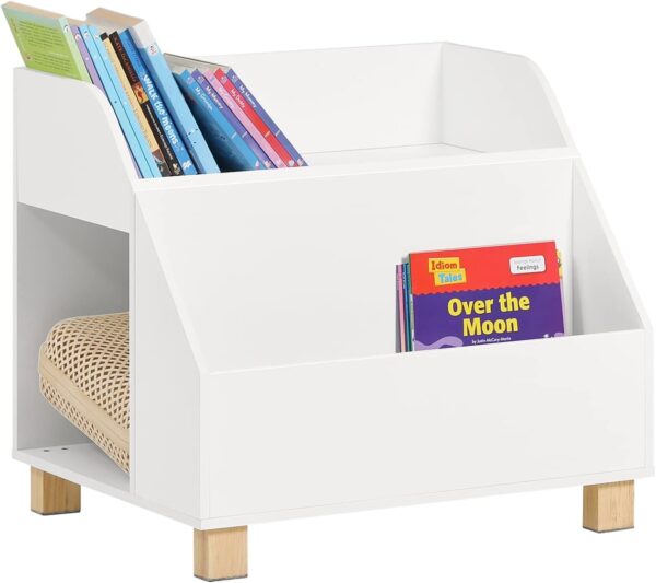 Fanno-Kids Storage Bookcase with 3 Compartments for Toys and Books in White Finish