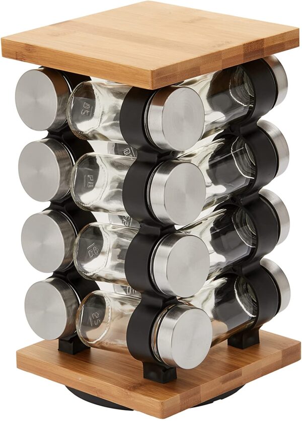 Fanno-Spice Rack Organizer with 12 Refillable Jars for Kitchen Storage and Access