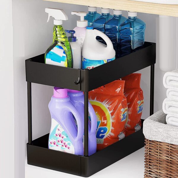 Fanno-2 Tier Under Sink Organizer Shelf Storage Rack for Bathroom and Kitchen Use