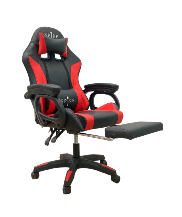 Fanno-Gaming Chair with LED Lights Bluetooth Speakers and 7-Point Massage Red Black