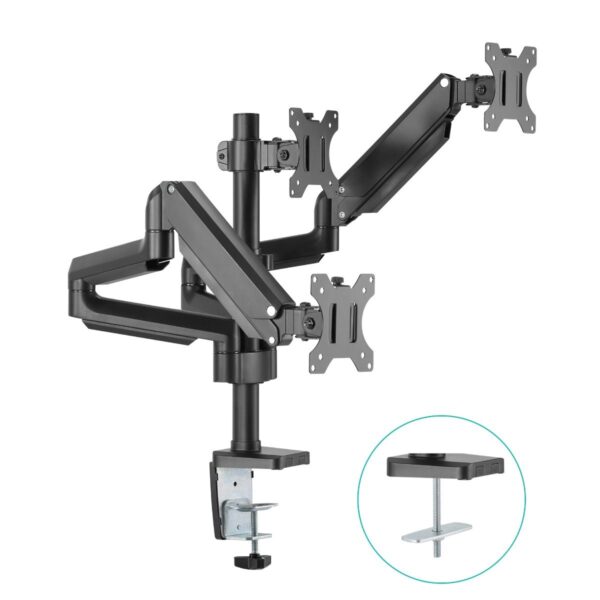 Fanno-Triple Monitor Gas Spring Arm for 17-27 Inch Screens with VESA Mounting Options