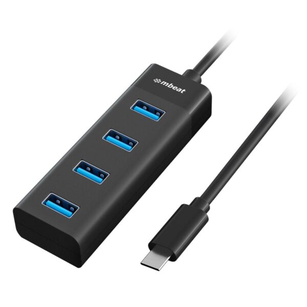 Fanno-4-Port USB-C Hub with USB 3.0 Ports and DC Power Port for Laptop Expansion