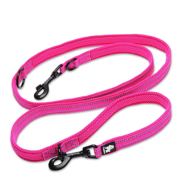 Fanno-Multi-function Dog Lead Soft Padded Long Leash Double Leash Traffic Leash Pink