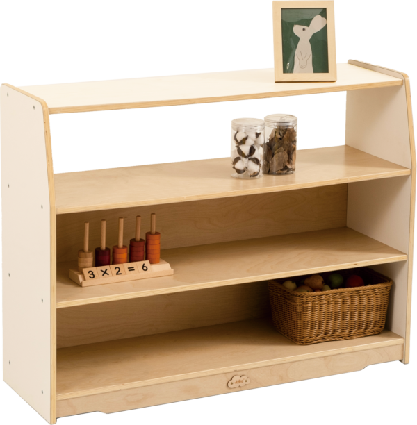 Fanno-3 Shelf Storage Cabinet Natural Wood Room Divider Display Unit for Kids Classroom