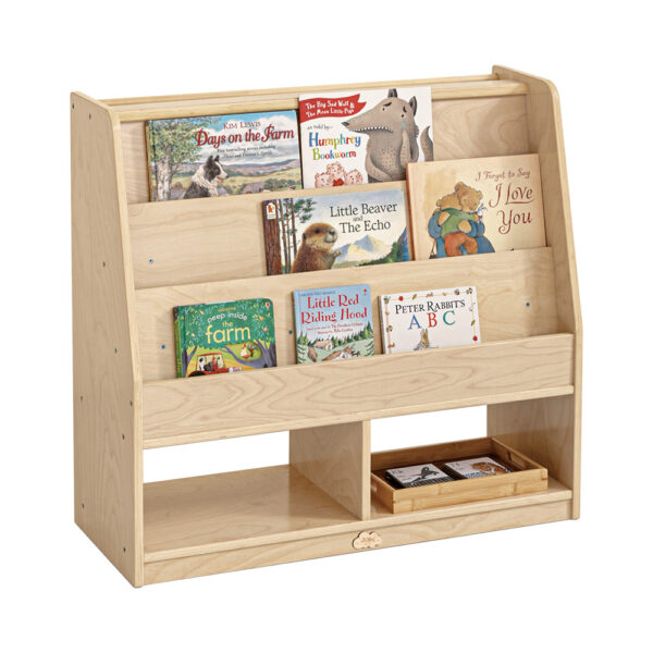 Fanno-Double Side Wooden Bookcase for Kids with Storage and Art Easel Features