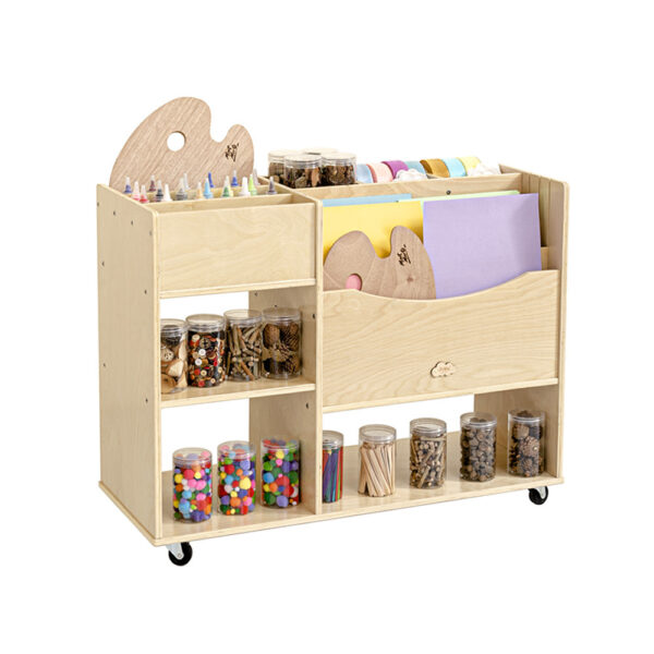 Fanno-Wooden Art Craft Storage Trolley for Classroom Organization and Easy Access