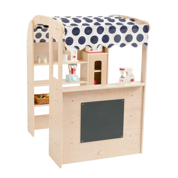 Fanno-Kids Role-Play Grocery Store with Canopy and Storage for Imaginative Play