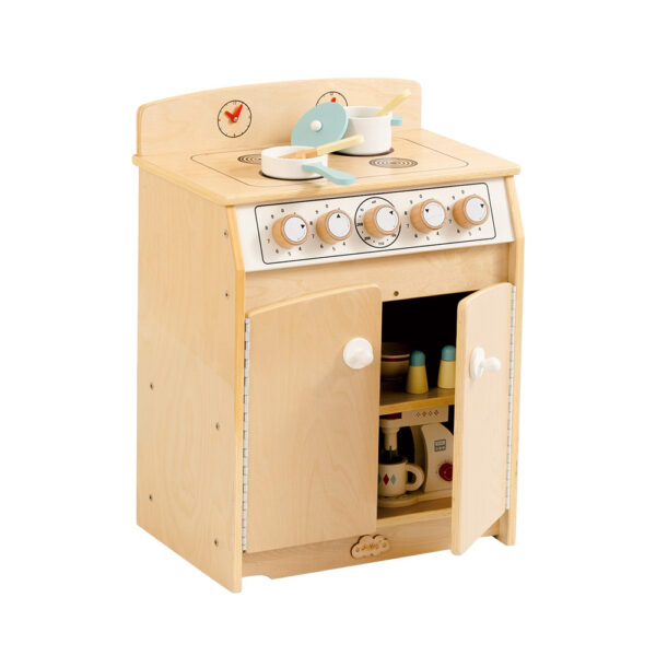 Fanno-Wooden Play Kitchen Stove for Kids with Shelves and Turning Knobs 3 Years Plus