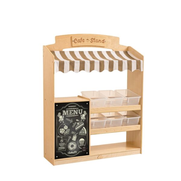 Fanno-Kids Role Play Cafe Stand with Shelves and Chalkboard for Creative Play