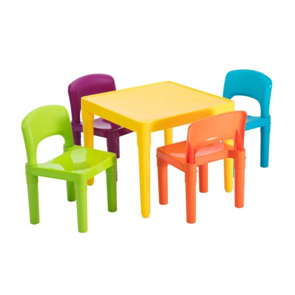 Fanno-Kids Plastic Table and 4 Chairs Set for Creative Play and Learning Activities