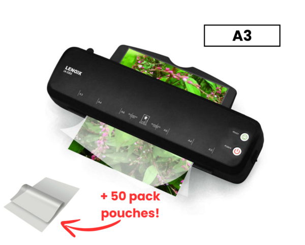 Fanno-A3 Hot Paper Laminator 350W with 50 Laminating Pouches for Document Protection