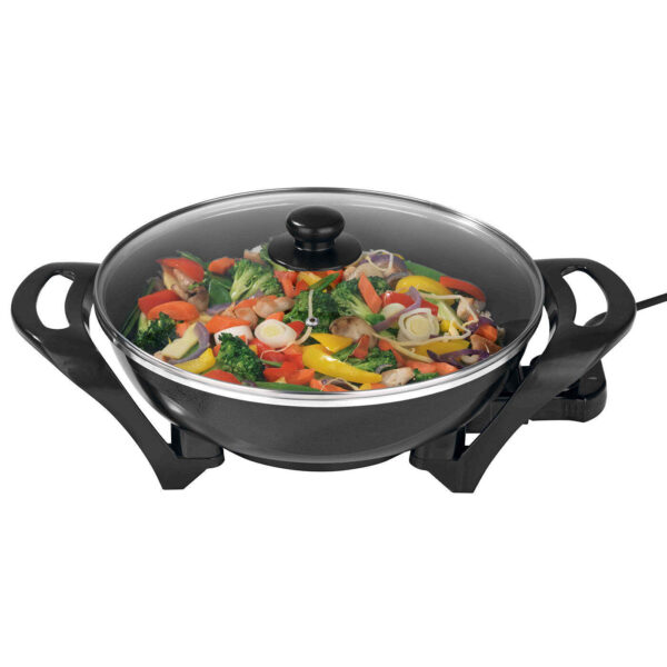 Fanno-Large Electric Wok Non-Stick 4.5L Capacity Adjustable Temperature 1500W Cooking Appliance