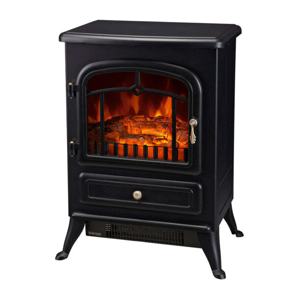 Fanno-Electric Fireplace Heater with Real Flame Effect and Adjustable Heat Settings