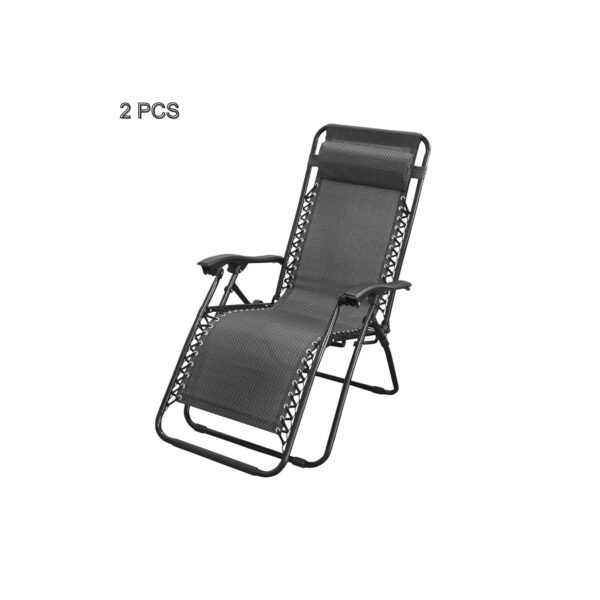 Fanno-2 Pcs Zero Gravity Folding Reclining Chair (Black)