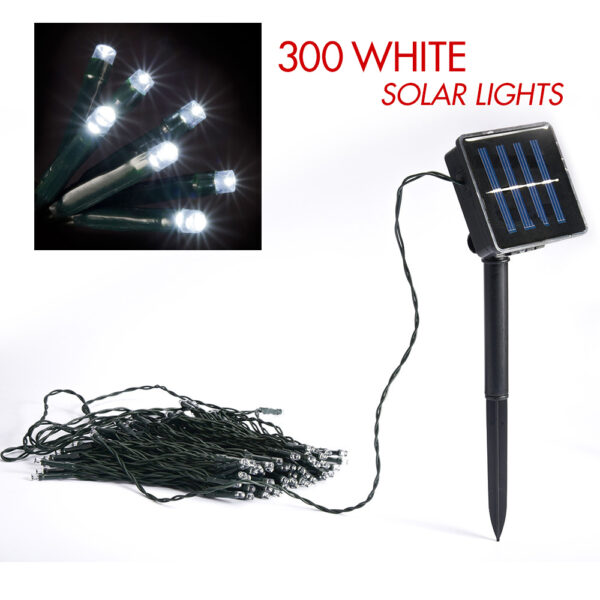 Fanno-300 White Solar LED String Lights for Outdoor Indoor Party Christmas Decor