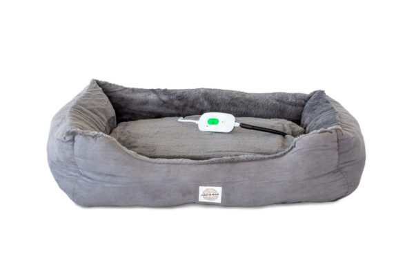 Fanno-Electric Heated Pet Bed with Rabbit Faux Fur Covering for Small Dogs and Cats