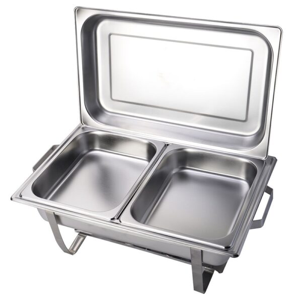 Fanno-Folding Buffet Warmer 9L Stainless Steel Chafing Dish Set with Food Pans and Lid