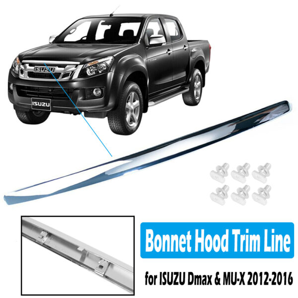 Fanno-Bonnet Mould Trim Compatible with Isuzu DMAX MU-X 2012-2016 Silver ABS Plastic