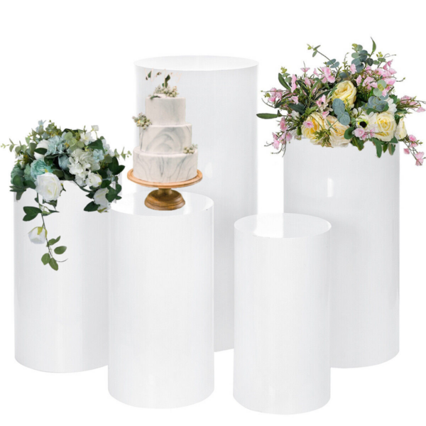 Fanno-5PCS Round Cylinder Display Stand for Wedding Party Home Decoration and Events