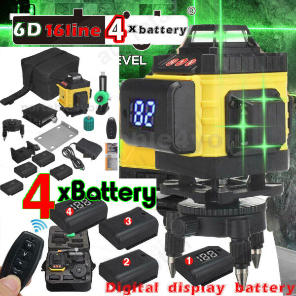 Fanno-16 Line Laser Level Green Light Auto Self Leveling 360 Degree Rotary Tool