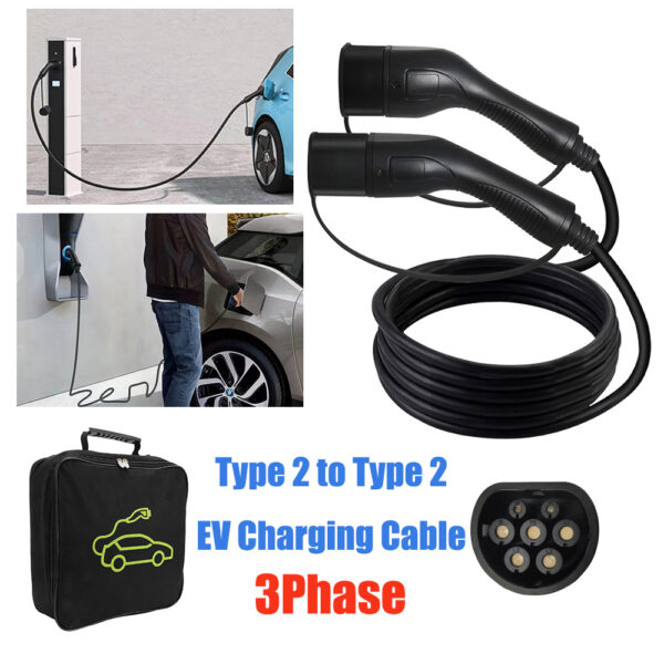 Fanno-Portable EV Charger Type 2 32A 22kW 5M Charging Cable with Storage Bag