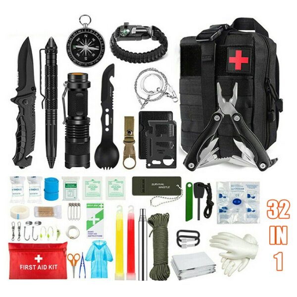 Fanno-Tactical Emergency Survival Kit Multi-Purpose Tools for Outdoor Hiking Camping