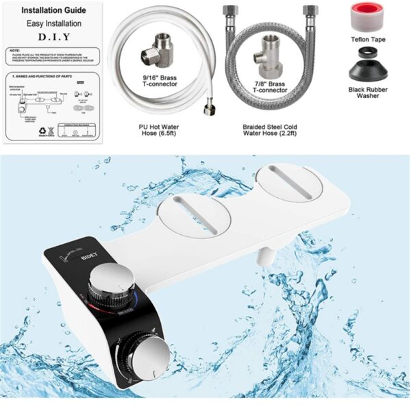 Fanno-Toilet Bidet Dual Nozzle Hot Cold Water Sprayer Easy Install Adjustable Pressure