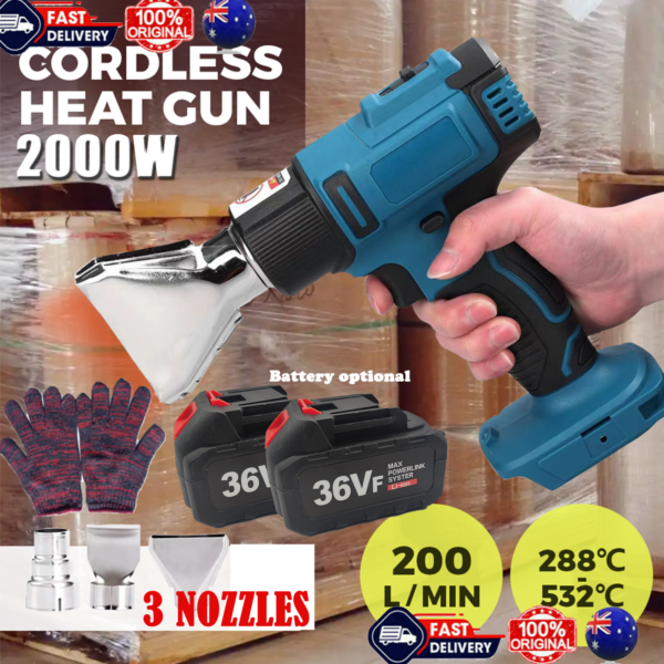 Fanno-Cordless 2000W Electric Hot Air Heat Gun with Nozzles for Various Applications