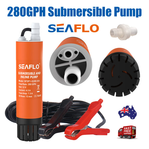 Fanno-Submersible Water Pump 12V 280GPH Portable Inline Pump for Boat