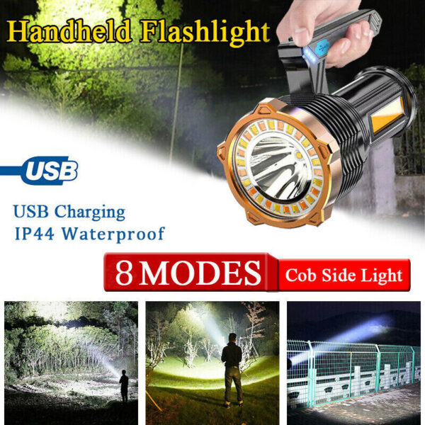 Fanno-Handheld Flashlight USB Rechargeable Waterproof 1200mAH Super Bright 8 Modes