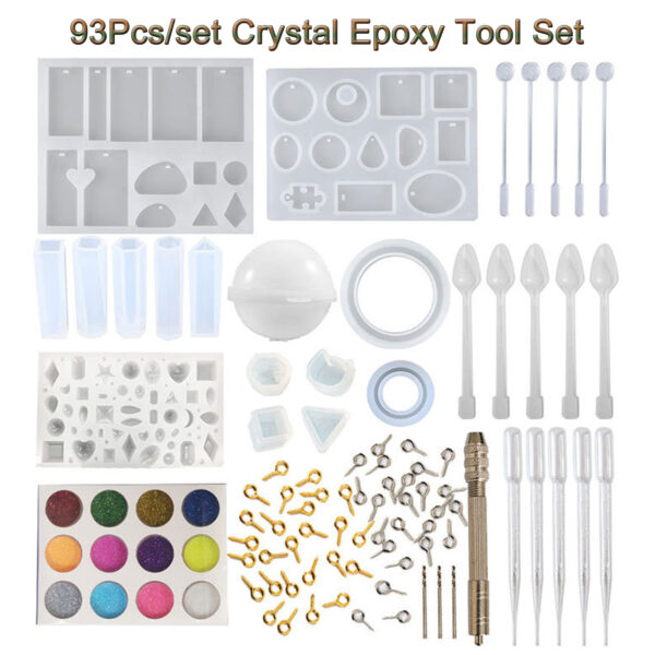 Fanno-93Pcs/Set Resin Mold Epoxy Resin Mold Dropper Spoon Powder Set Kit Craft Tool