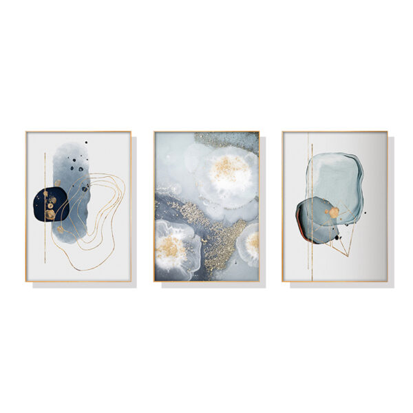 Fanno-Canvas Wall Art Set Marbled Light Grey with Gold Frame 40x60cm Home Decor