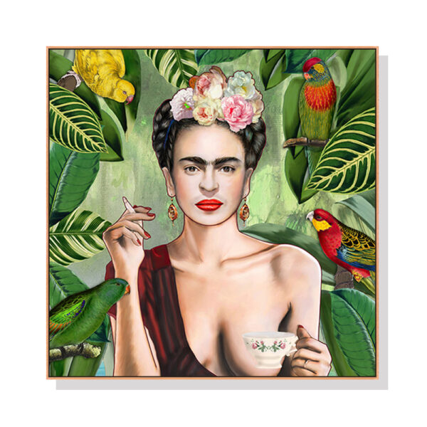 Fanno-Canvas Wall Art Self Portrait by Frida Kahlo 60x60cm Premium Framed Print