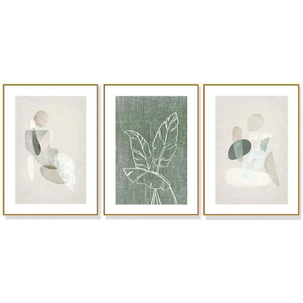 Fanno-Canvas Wall Art Abstract Body and Leaves Set of 3 Framed Prints 40x60cm