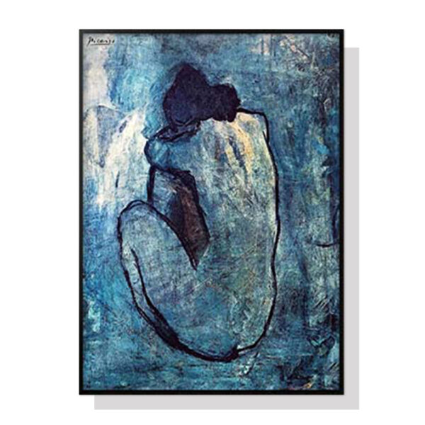 Fanno-Canvas Wall Art Blue Nude Print 50x70cm Framed Home Decor Gift Australia