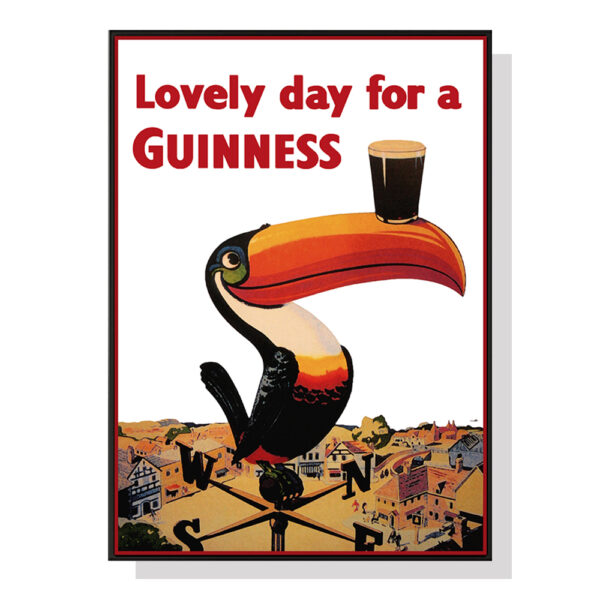 Fanno-Canvas Wall Art 60x90cm Beer Lovely Day For A Guinness Black Frame Decor