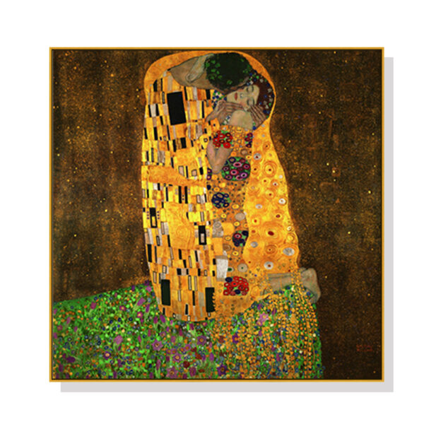 Fanno-Canvas Wall Art 50x50cm Kissing by Gustav Klimt Framed Premium Print Decor