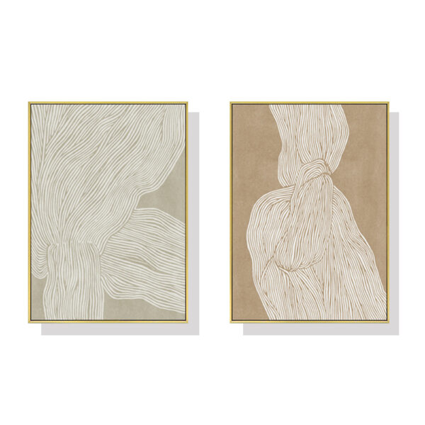 Fanno-Canvas Wall Art Abstract Line Set with Gold Frame 50x70cm Home Decor Australia