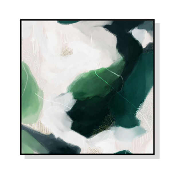 Fanno-Canvas Wall Art 50x50cm French Abstract Green Black Frame Home Decor Print