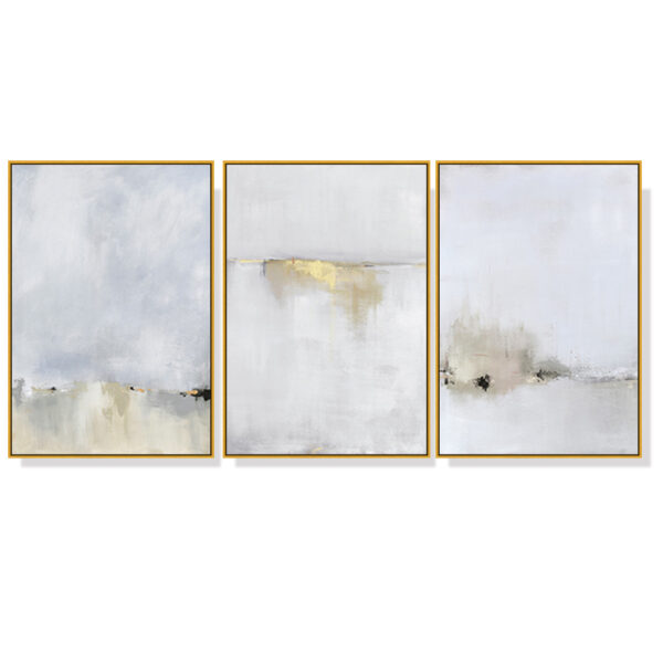 Fanno-Canvas Wall Art Set 60x90cm Abstract Gold and White Framed Prints for Home Decor