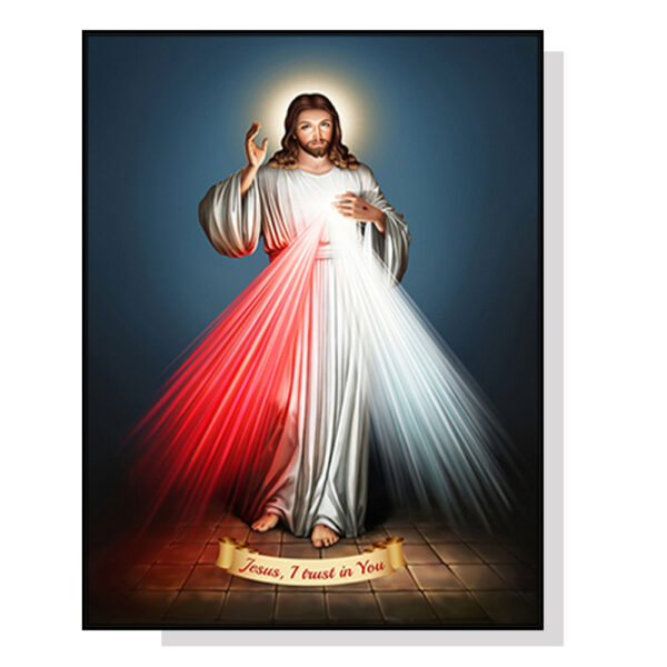 Fanno-Canvas Wall Art Jesus Divine Mercy I Trust In You Black Frame 70x100cm Decor