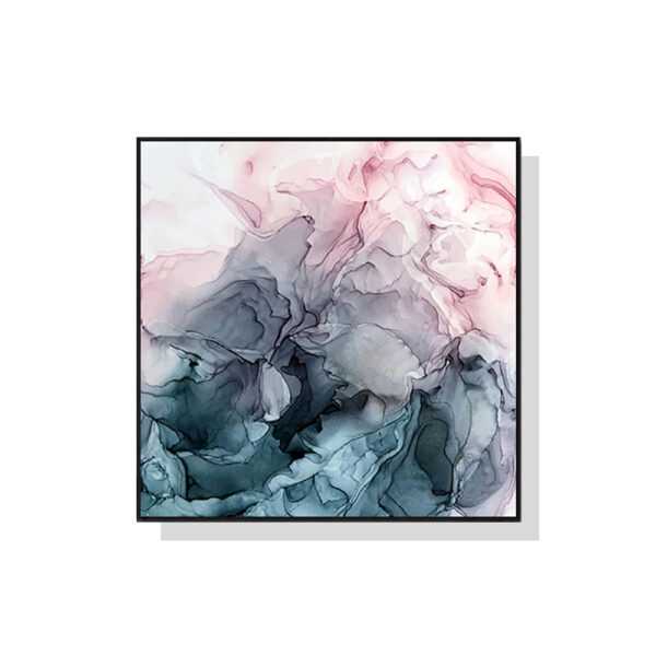 Fanno-Canvas Wall Art 50x50cm Marbled Pink Grey Black Frame Premium Print Decor