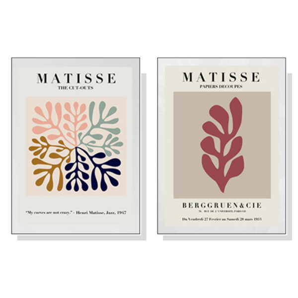 Fanno-Canvas Wall Art Print 50x70cm Matisse Set with White Floating Frame Decor