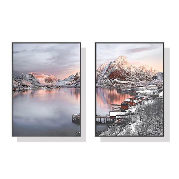 Fanno-Canvas Wall Art Set Nordic Norway 40x60cm Black Frame Premium Print Decor