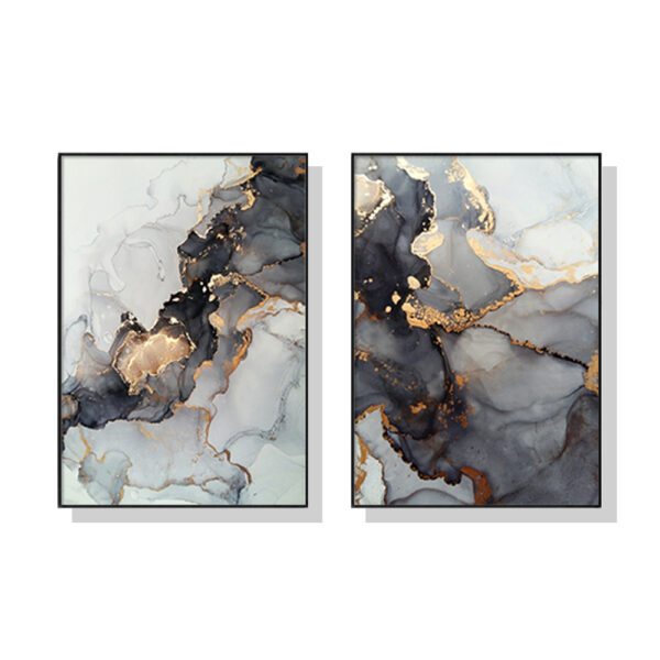 Fanno-Canvas Wall Art Black Splash Set of 2 Framed Prints 60x90cm Home Decor