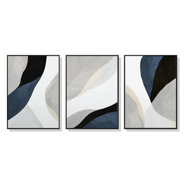 Fanno-Canvas Wall Art Set Abstract Navy Blue 70x100cm Black Frame Home Decor